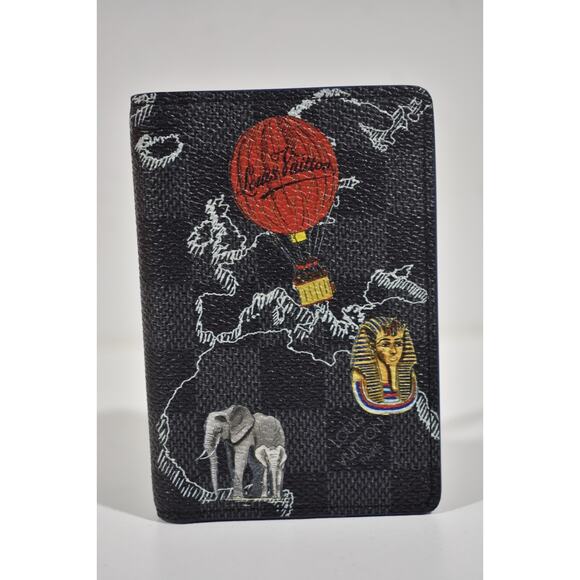 Louis Vuitton Maps Damier Graphite Renaissance Logo Pocket Organizer Wallet - Picture 2 of 8